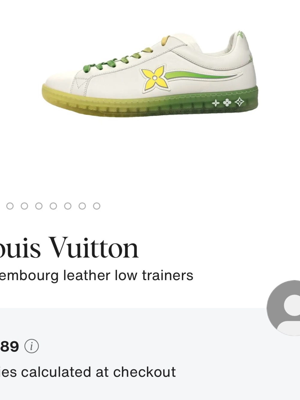 Louis Vuitton White Sneakers with Green & Yellow Floral Detail - Picture 3 of 12